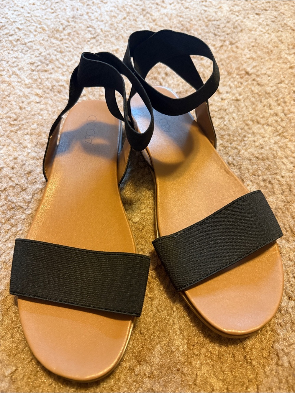 Abound Black Elastic Strap Sandals with Tan Footbed